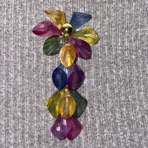 Vintage flower shaped multicolor lucite hair barrette/clip